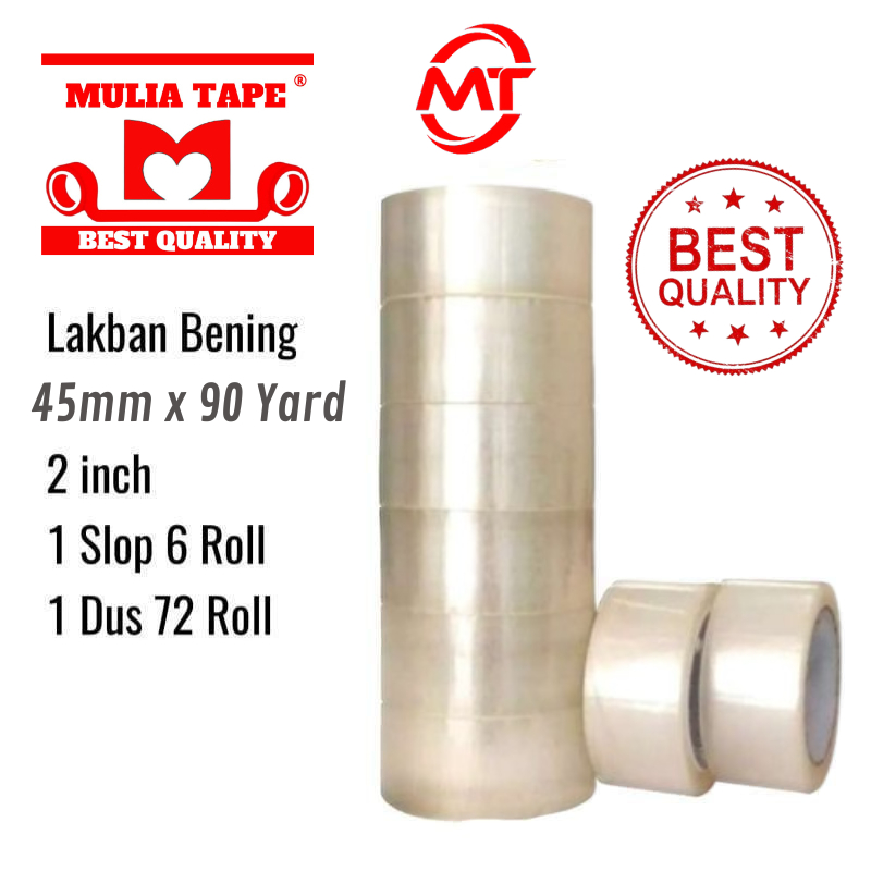 

Lakban Mulia Tape Ukuran 45mm X 90 Yard Kemasan 1 Slop