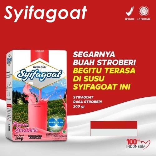 

Susu kambing etawa syifagoat rasa stroberi kesehatan tubuh 200gr Meningkatkan sistem kekebalan tubuh