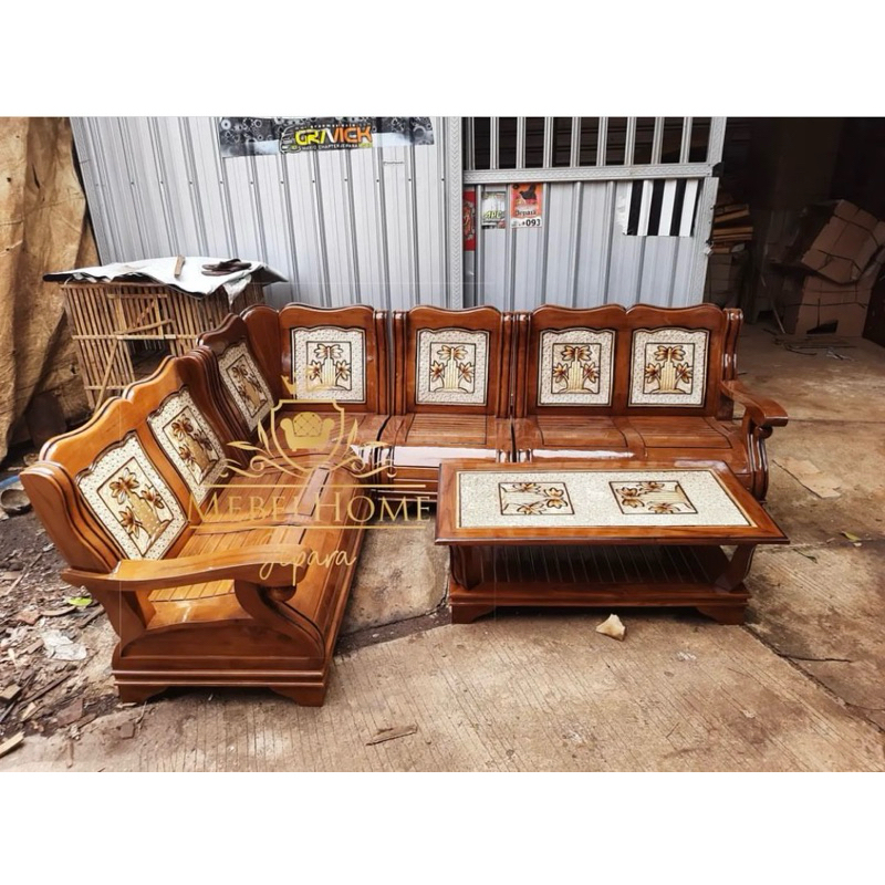 kursi sudut tamu gajah kayu jati  marmer,kursi tamu sudut gajah termurah,kursi tamu gajah