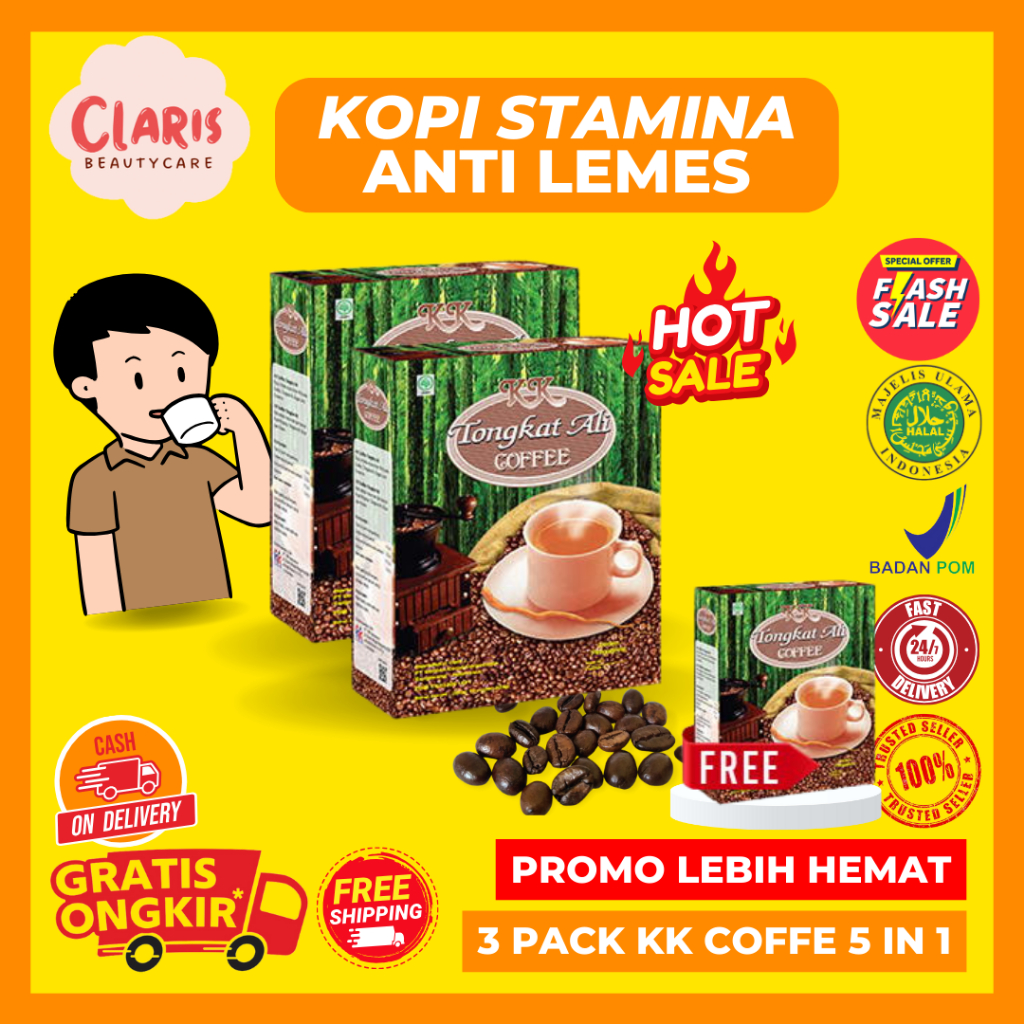 

KK Kopi Tongkat Ali Ginseng Jinten Hitam Bubuk KK Coffee Tambah Gairah Stamina pria Isi 10 sachet