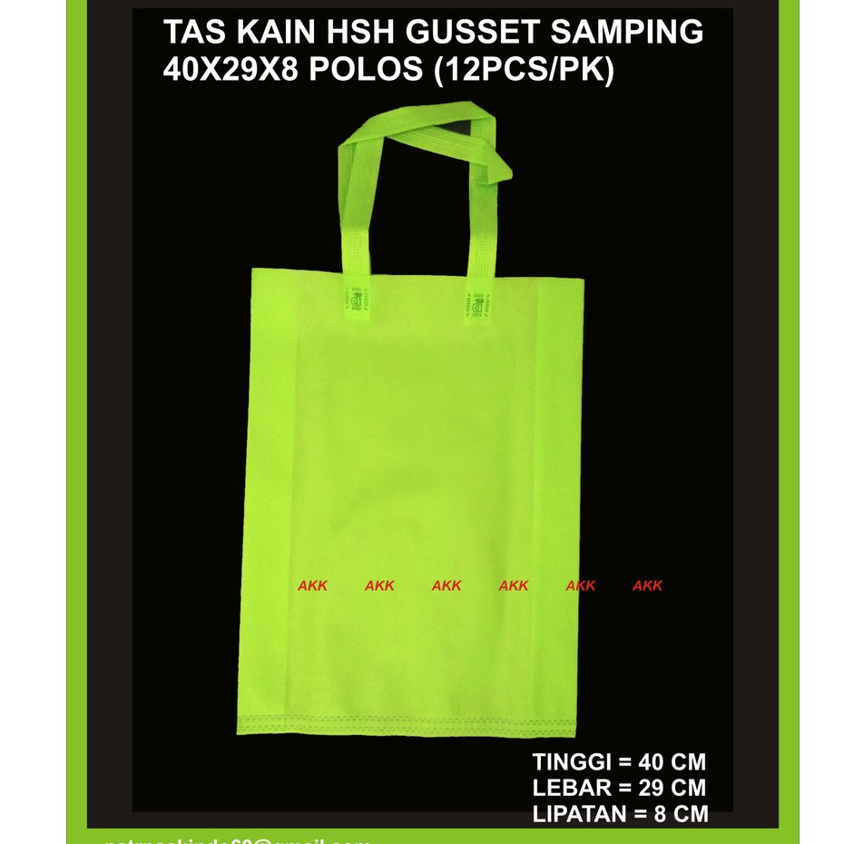 

Tas Kain Spundbond / Goodie Bag Hsh Gusset Samping 40x29x8 Polos (12pcs)