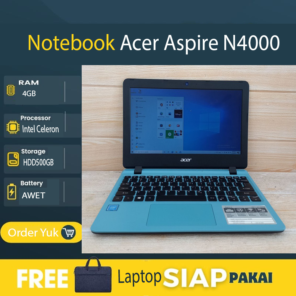 Notebook Acer Aspire N4000 4GB 500GB Windows10
