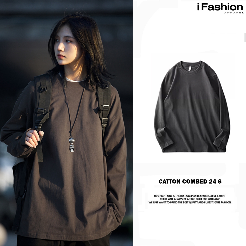 KAOS LENGAN PANJANG ABU GREY OVERSIZE AERONEXT KAOS LENGAN PANJANG KAOS OVERSIZE KAOS TEBAL KAOS POL