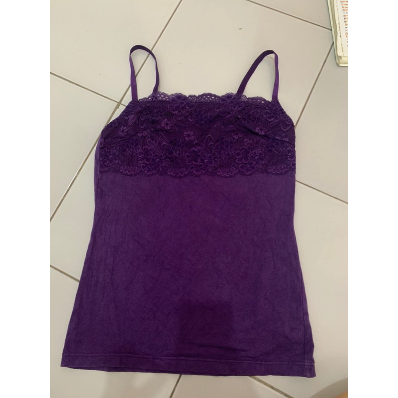 Tanktop ungu brokat Theoria/tanktop Theoria ungu