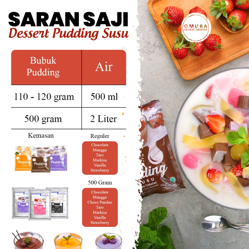 

Pudding Susu 500gr (Mix Gula) Puding Sutra Dessert Instant Omura Powder