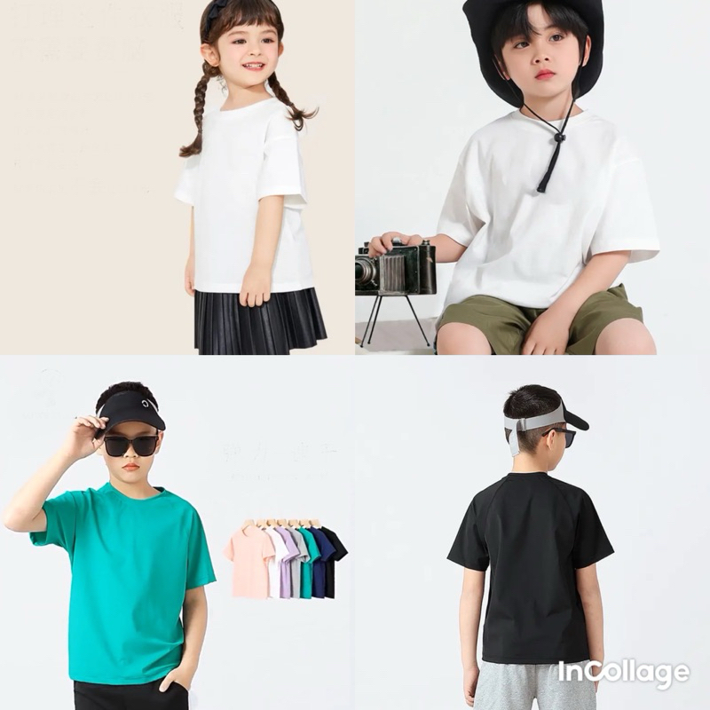 KAOS ANAK CEWE COWO  2-10 TAHUN POLOS COTTON PE