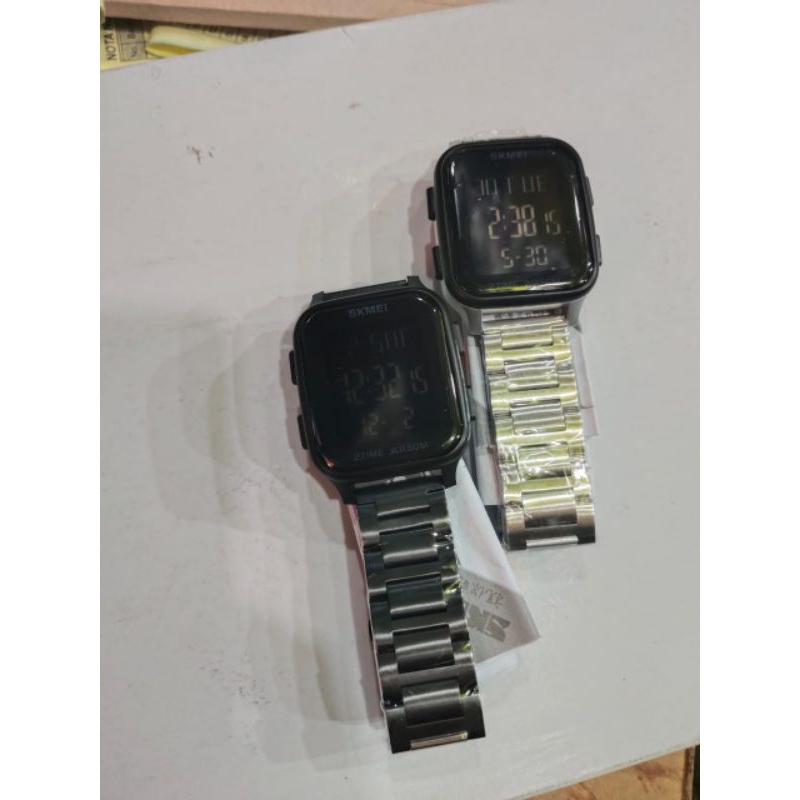 JAM TANGAN SKMEI PERSEGI DIGITAL TALI RANTAI