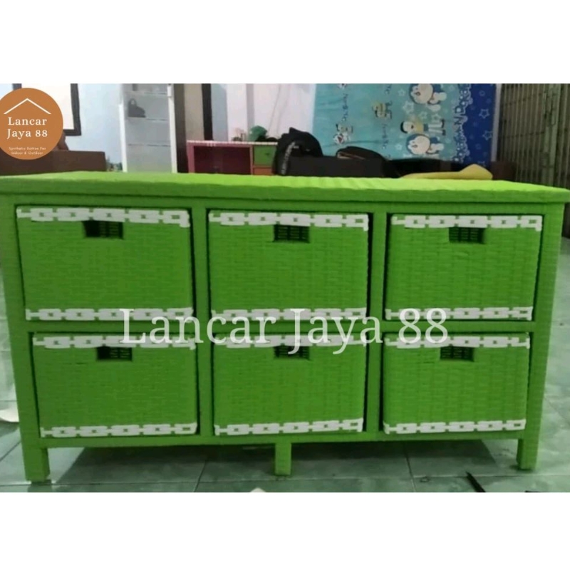 Lemari Rotan Sintetis Laci 6 Minimalis