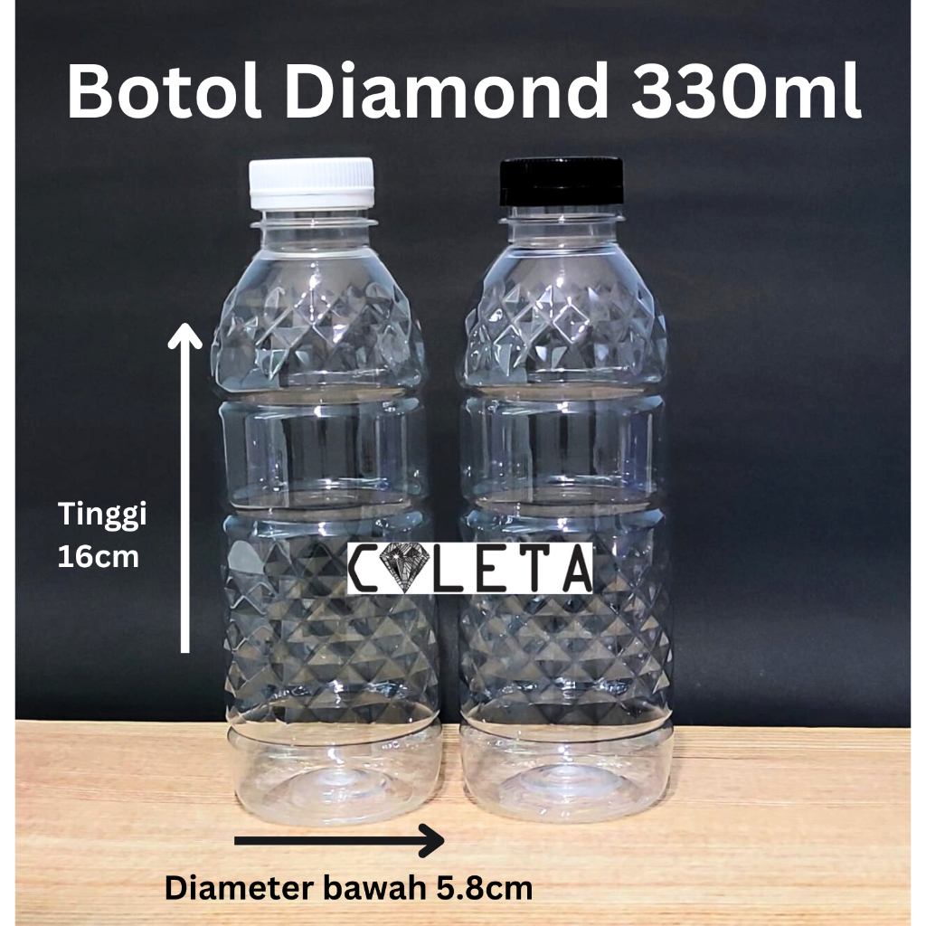 isi 14pc botol plastik sirup kopi unik lucu  Botol Diamond 330ml / Botol PET TEBAL PREMIUM/ Botol Lu