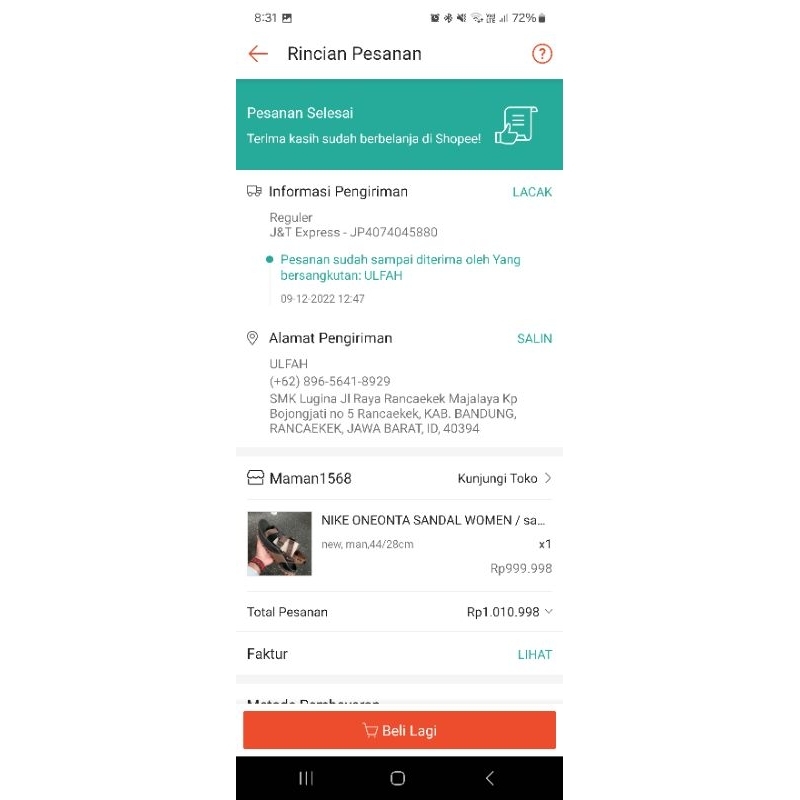 preloved sandal nike oneonta