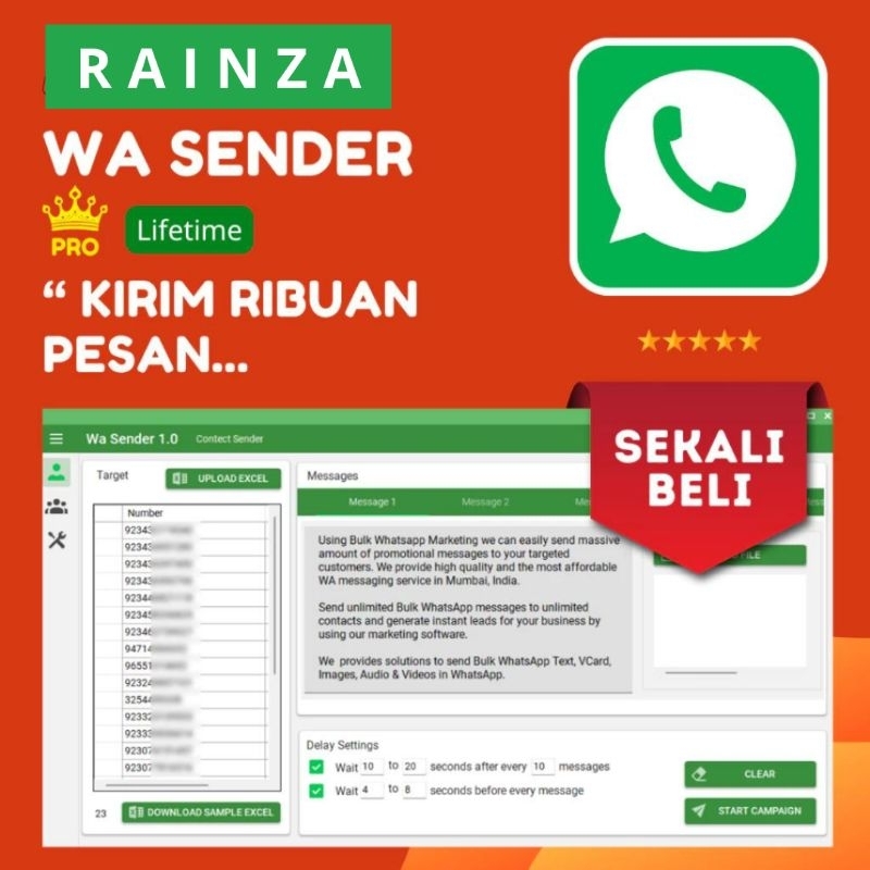 Best Seller WA Bulk Sender - WA Blast Premium - WA Sender Versi 3.2.0 Premium - WA Bisnis Premium Ki