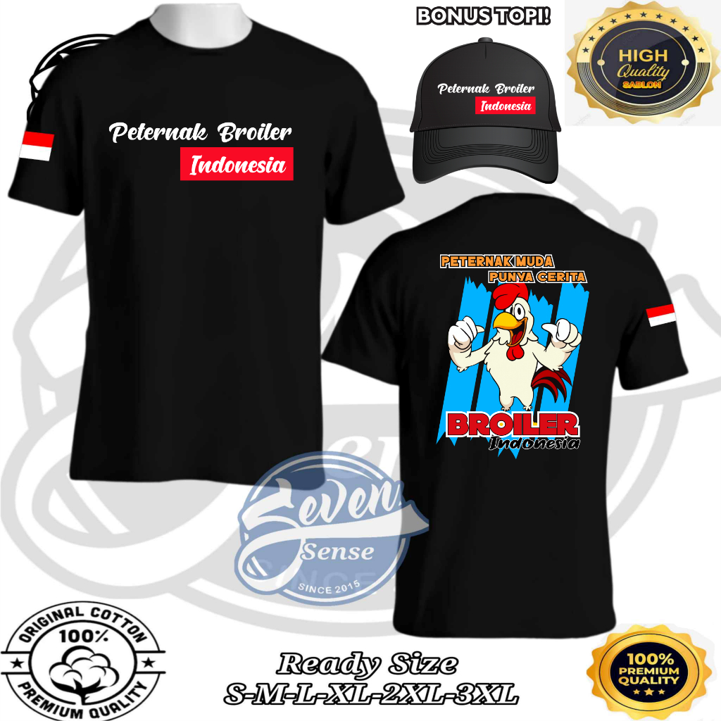 KAOS PETERNAK MUDA AYAM BROILER PETERNAK MUDA PUNYA CERITA BONUS TOPI VARCITY APPAREL