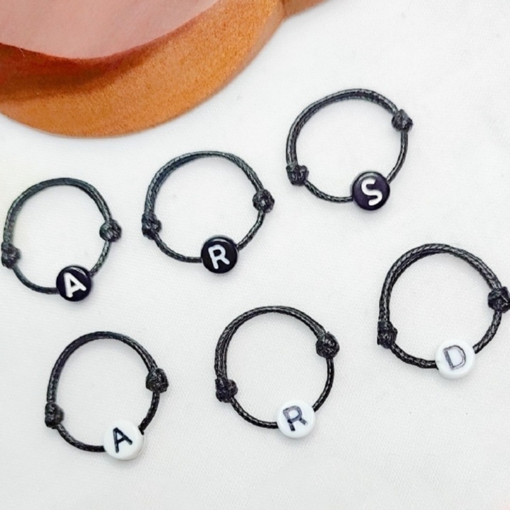Cincin huruf - Cincin inisial huruf waterproof - Cincin huruf - Cincin tali korea - Cincin couple