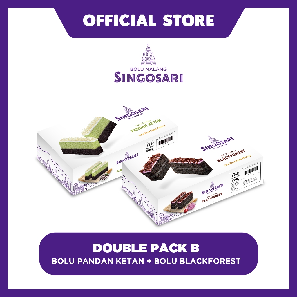 

Double Pack B (Bolu Malang Singosari - Pandan Ketan + Blackforest)