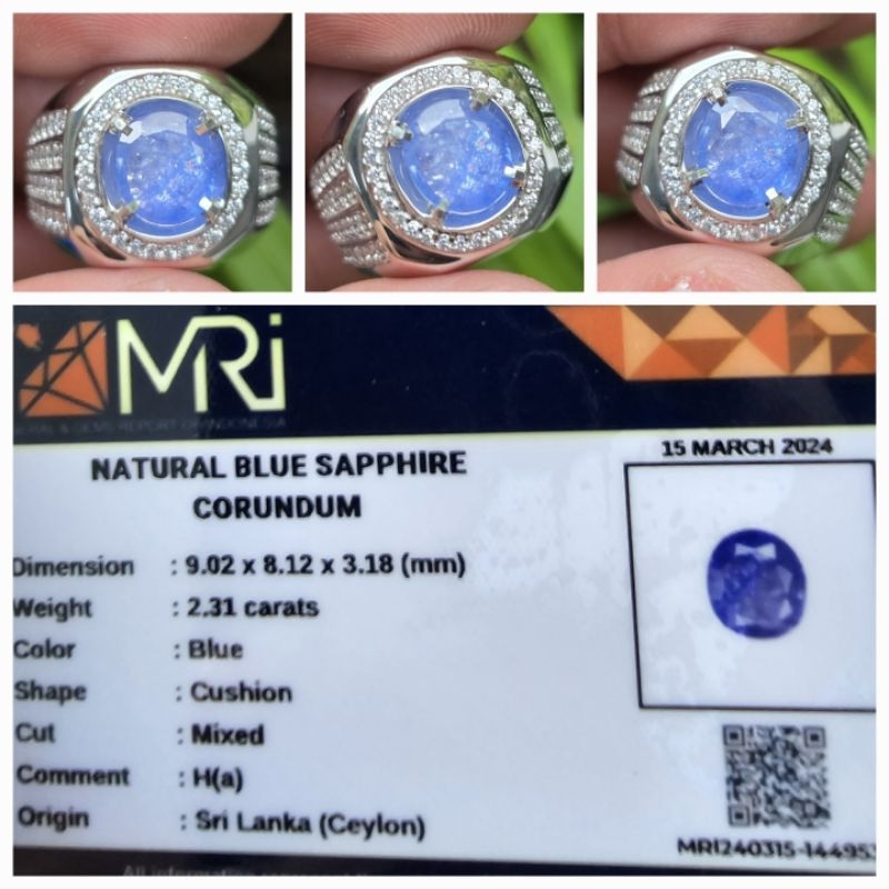 Natural Blue Sapphire Ceylon Srilanka Memo 2.31 crt