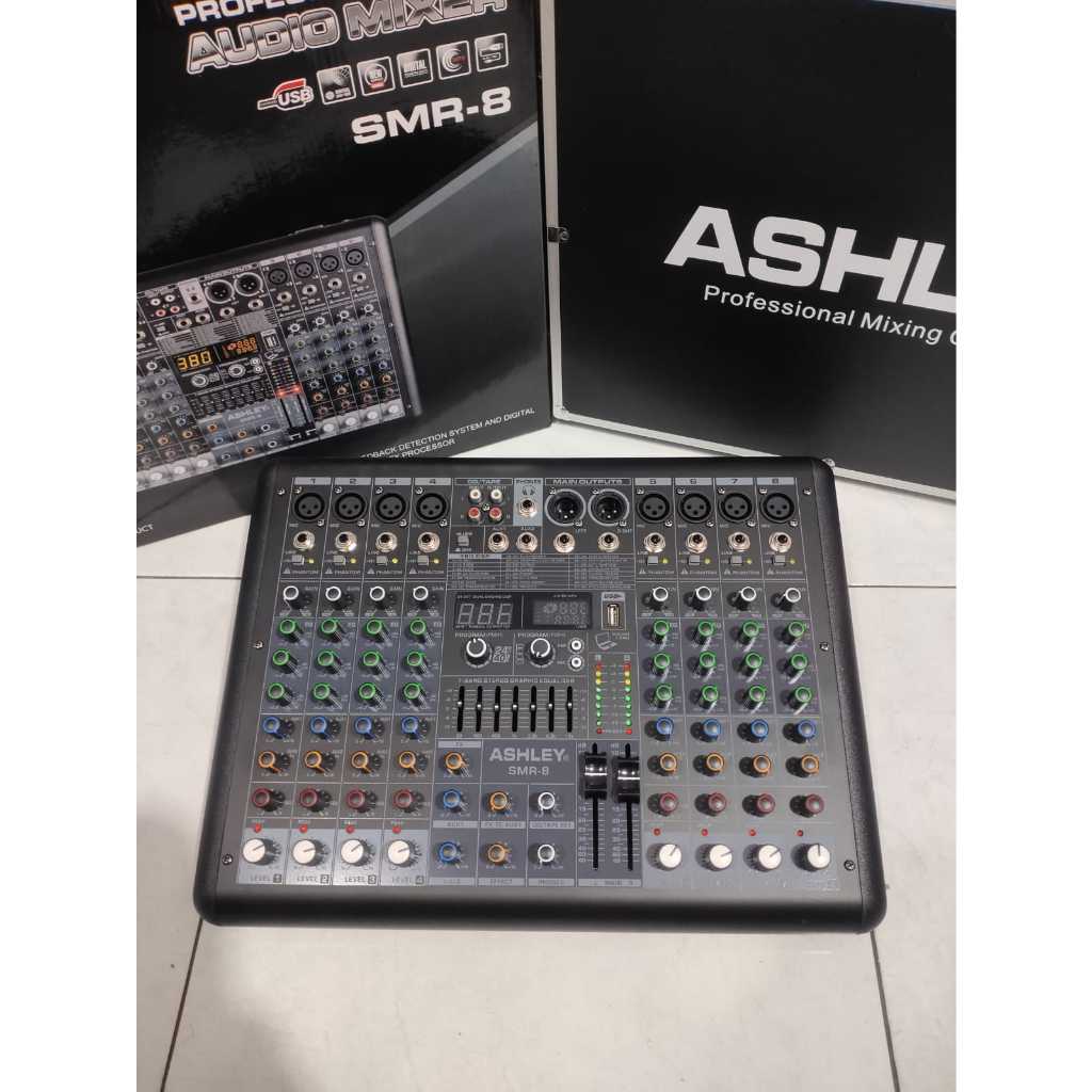 Mixer Audio Ashley SMR8 8 Channel USB Bluetooth Efek Digital Reverb plus Hardcase