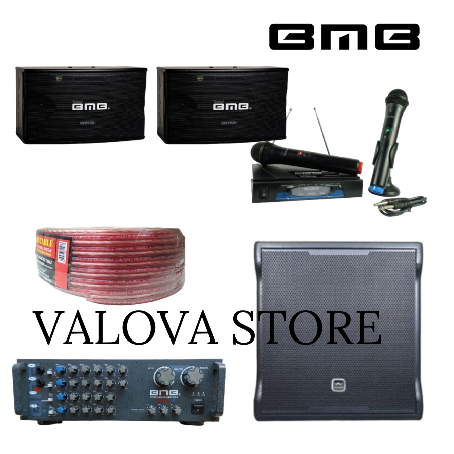 Paket karaoke 4 BMB cs450v + Ampli BMB DA1600SE BT + Sub Wisdom sw12a Original BMB