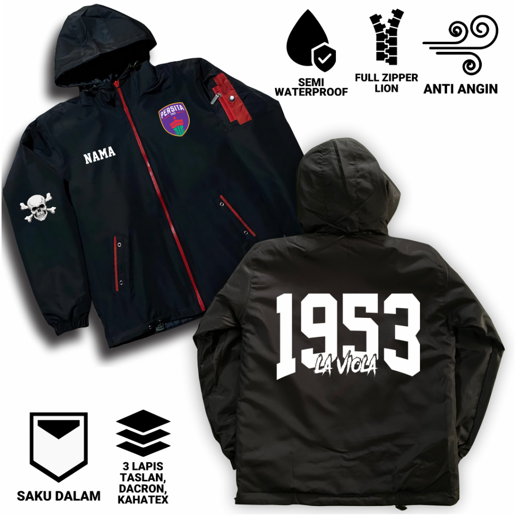 Jaket Anak Bola Persita Tangerang Jaket Parasut Semi WF