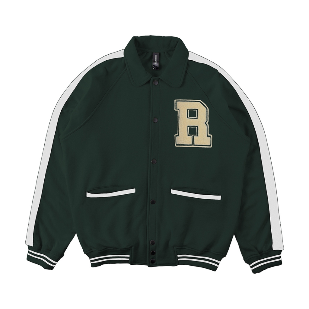 Sale Roughneck VB011 Bottle Green Holographic Varsity Jacket