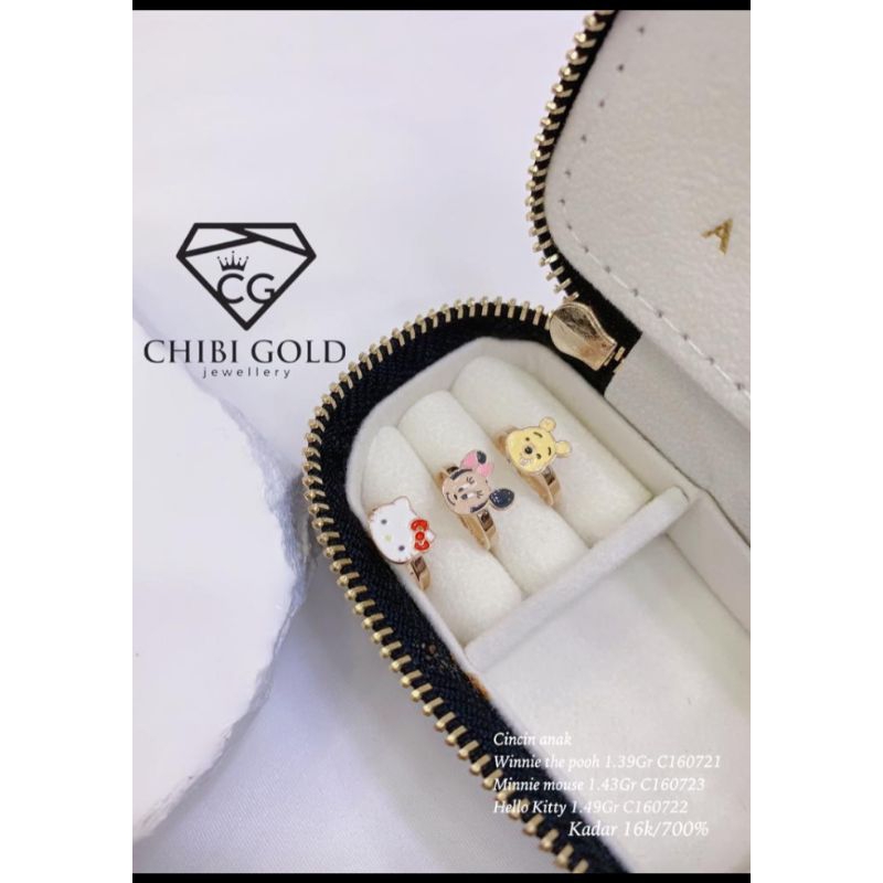 CHIBIGOLD - cincin anak karakter hello Kitty dll emas 750% & 700%