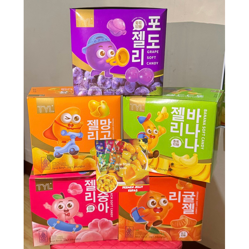 

[Halal] Permen Jelly Kupas Isi 20 Bks x 20g / Tyl Gummy Candy Aneka Rasa