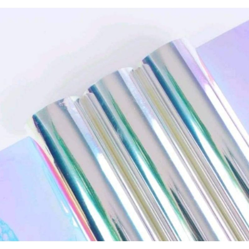 

(Per Roll) Cellophane Holografic Waterproof Plastik Hologram Bening Kertas Buket Pelangi