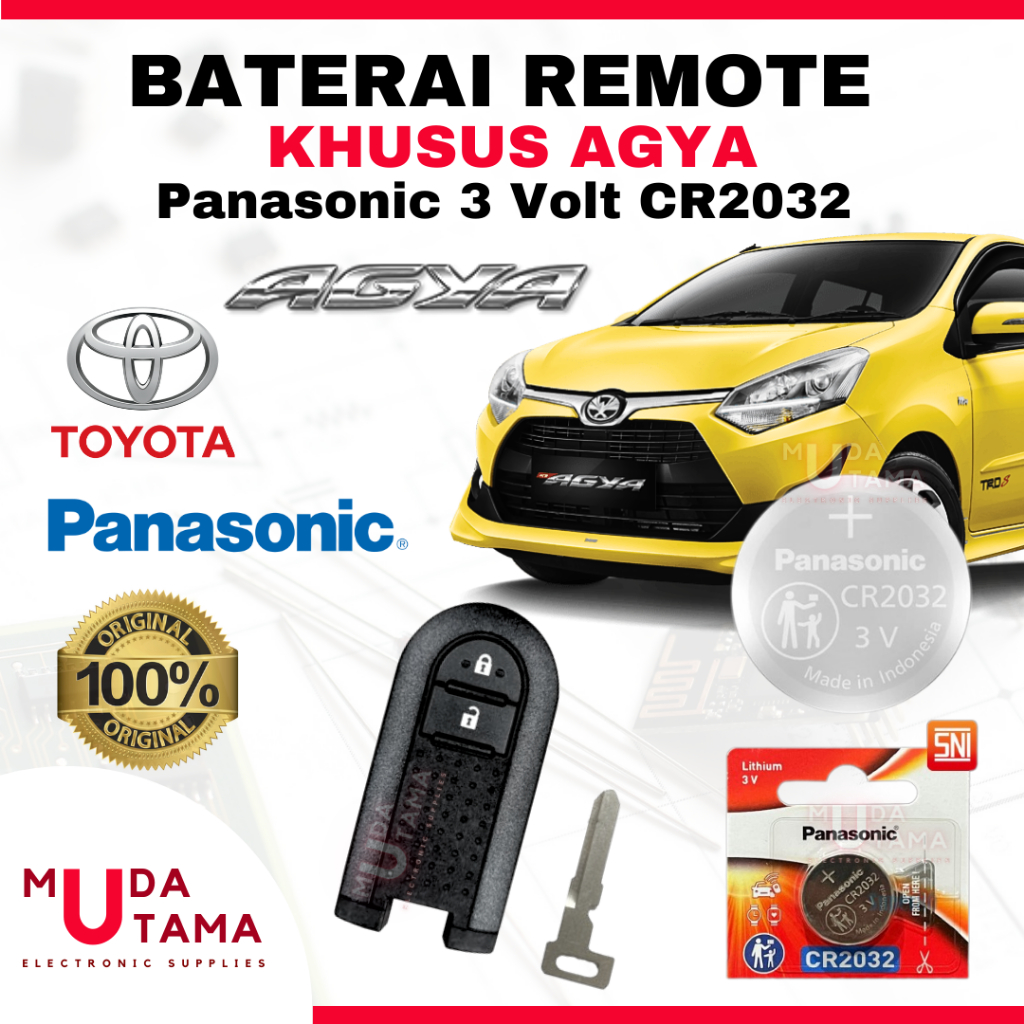 Baterai Remote AGYA - ORIGINAL PANASONIC CR2032 | Battery Remote TOYOTA AGYA | Baterai Kunci Remote 