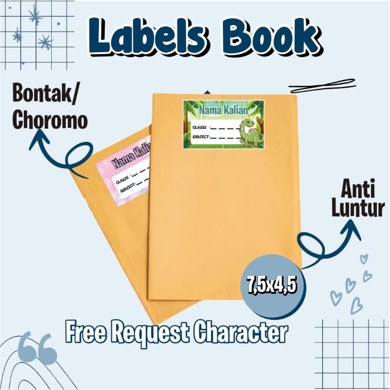 CETAK LABEL BUKU | LABEL NAMA BUKU SEKOLAH | LABEL BUKU ANAK | LABEL BUKU CUSTOM