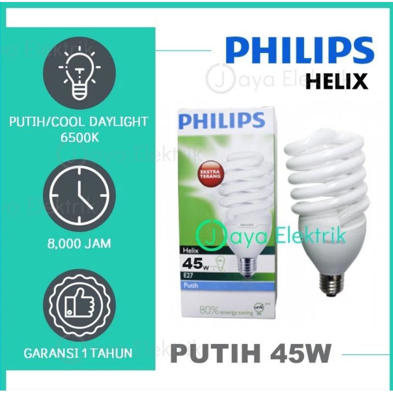 lampu Philips helix spiral 45w 45 Watt cool daylight E27