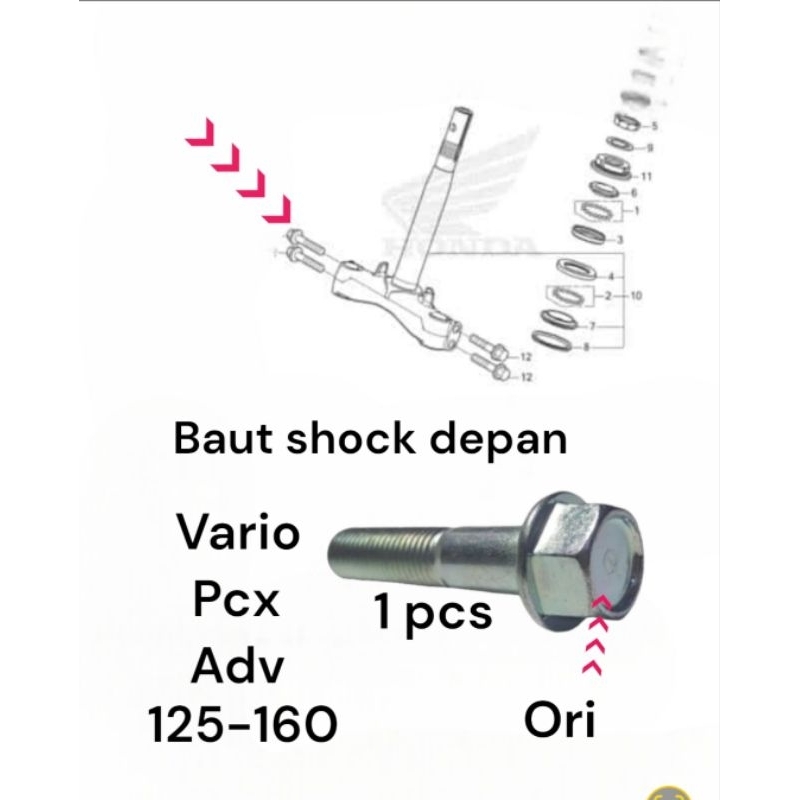 baut shock depan vario pcx adv 125 150 160 cc