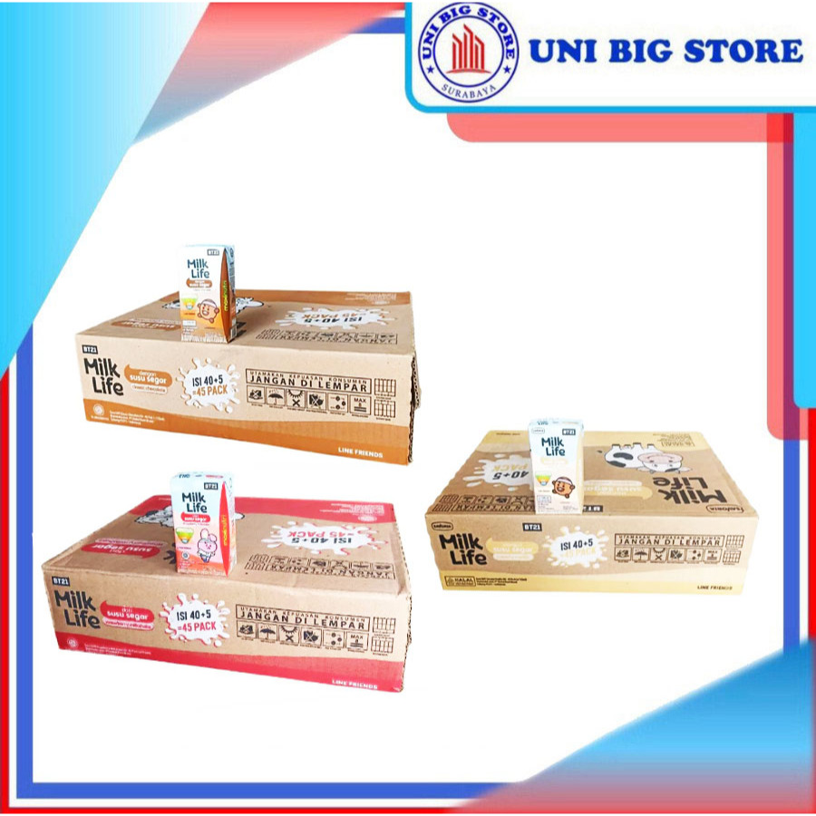 

Milk Life UHT Susu Vanilla Chocolate Strawberry Kids 115 ml x 40 pcs Coklat