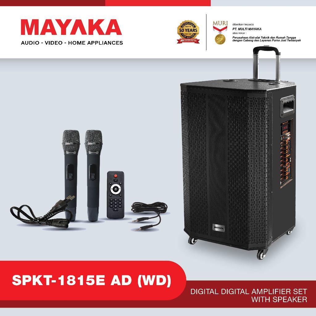 Mayaka Speaker Portable 15 Inch Bluetooth Karaoke 2 Wireless Mic Garansi 1 Tahun SPKT-1815EAD(WD)