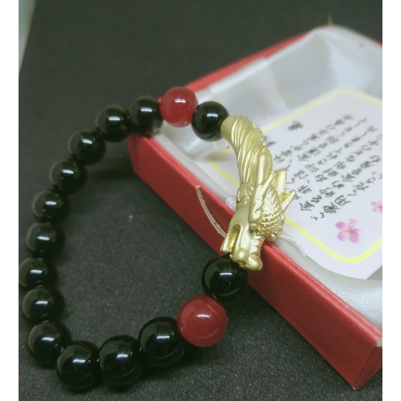 GELANG GIOK HITAM KOMBI PALA NAGA HOKI IMPORT