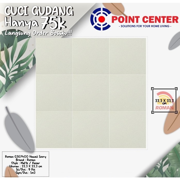 TERHEMAT ROMAN KERAMIK 33,3 X 33,3 G367400 HAWAII IVORY