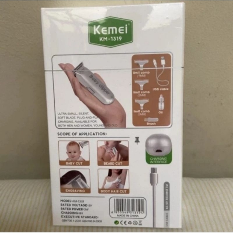 Mesin Cukur / Alat Cukur Bayi Kemei KM 1319 Alat Cukur Rambut Baby Mesin Cukur Original