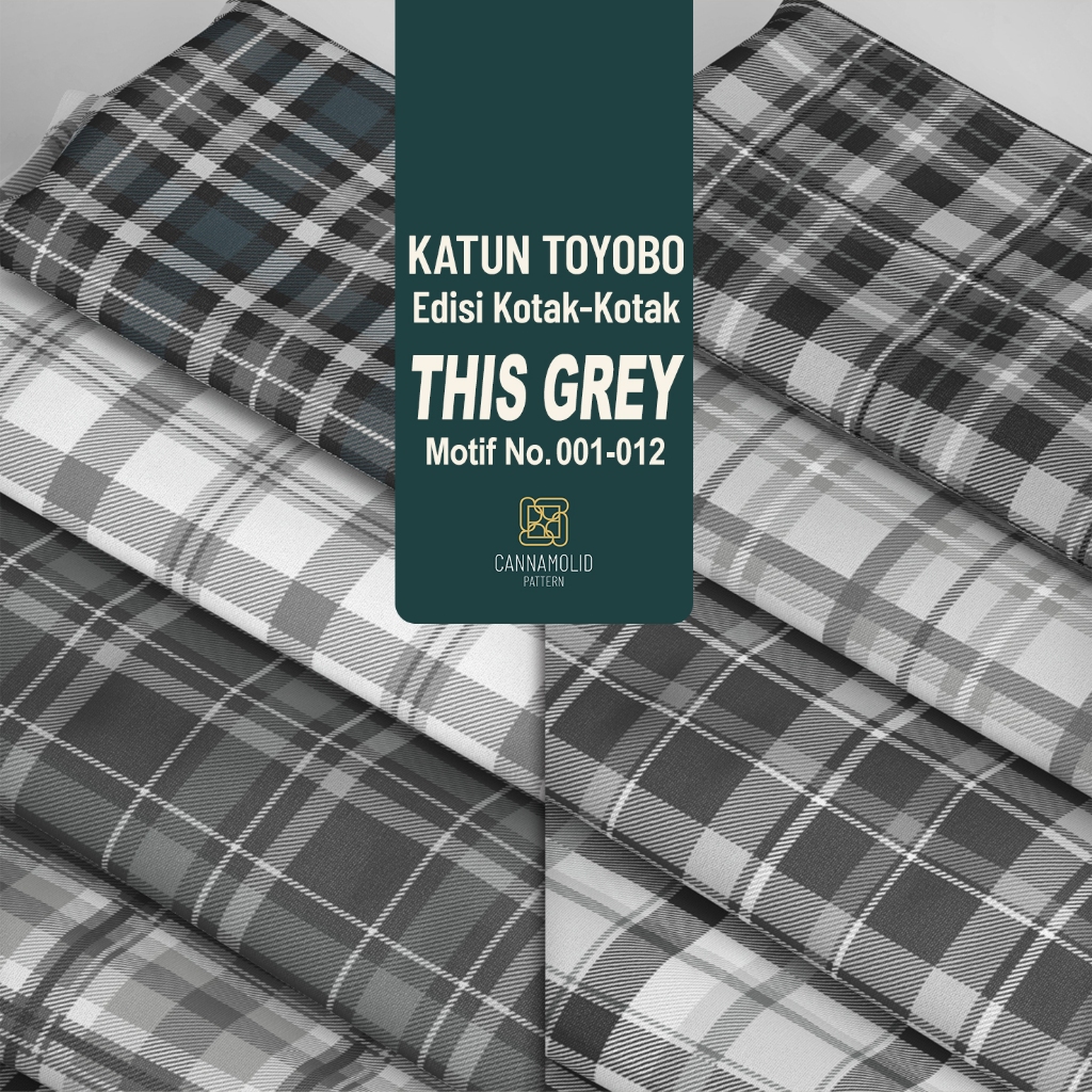 Kain Toyobo Motif KOTAK-KOTAK Abu Hitam | Lebar 145cm | Plaid THIS GREY 1-12