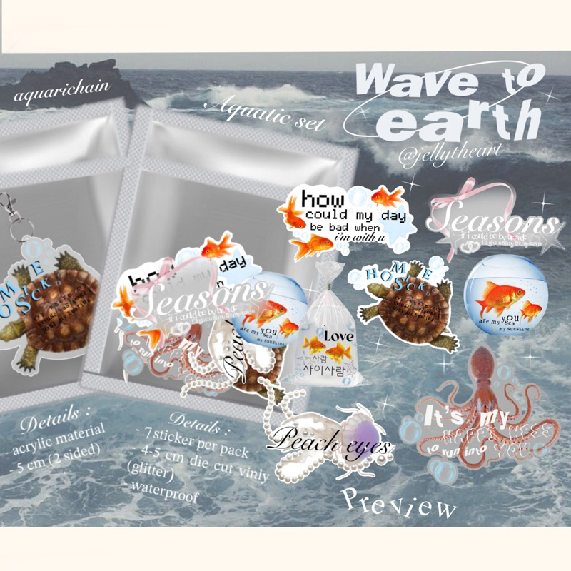 

⋆ ˚｡aquatic sticker & keychain