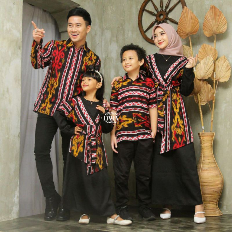 Couple Set Gamis Dress Ayamia Hitam Motif Songket Jumbo
