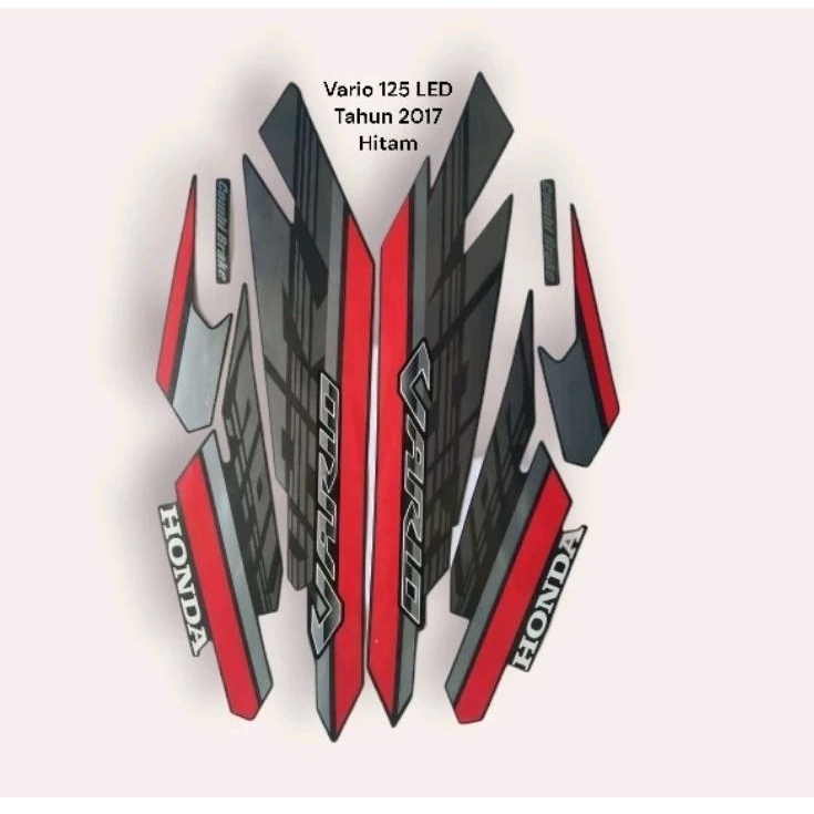 STICKER STRIPING LIS STANDAR MOTOR HONDA VARIO 125 LED TAHUN 2017 HITAM