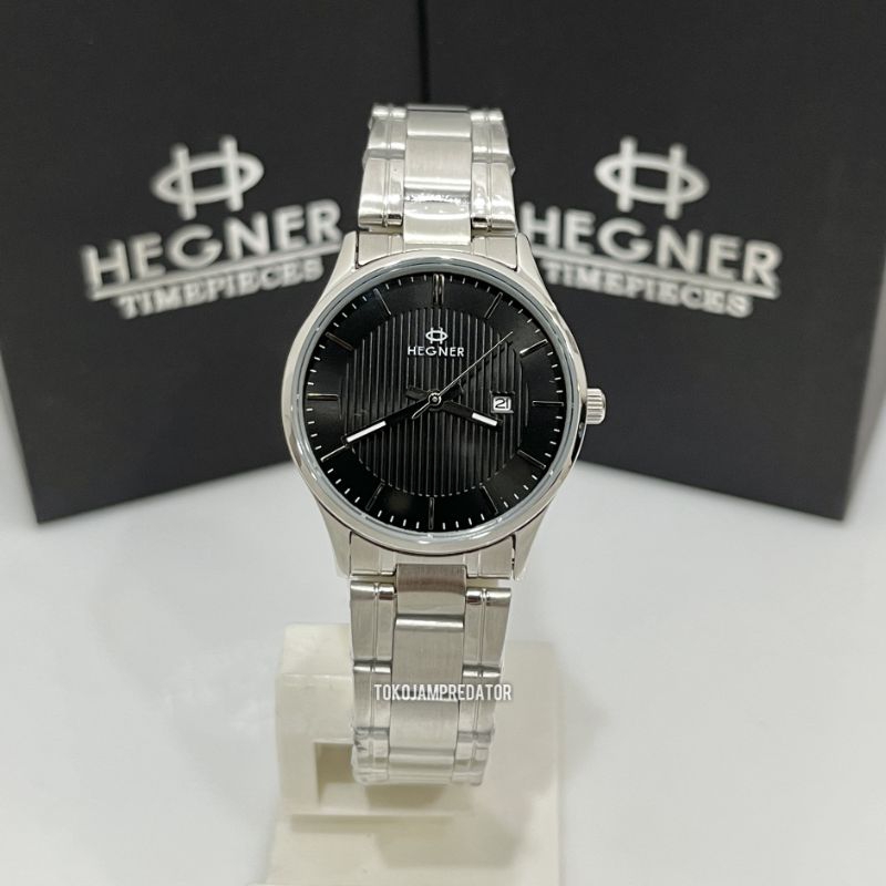 JAM TANGAN WANITA HEGNER HW 5050G SILVER BLACK ORIGINAL