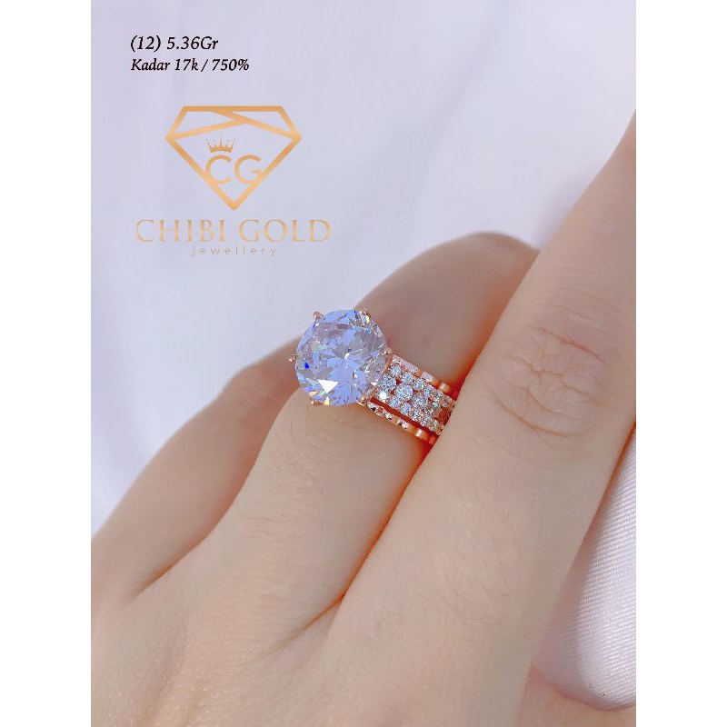 CHIBIGOLD - Cincin emas Roxe Grande AMERO emas 750% kadar 17K- chibi gold