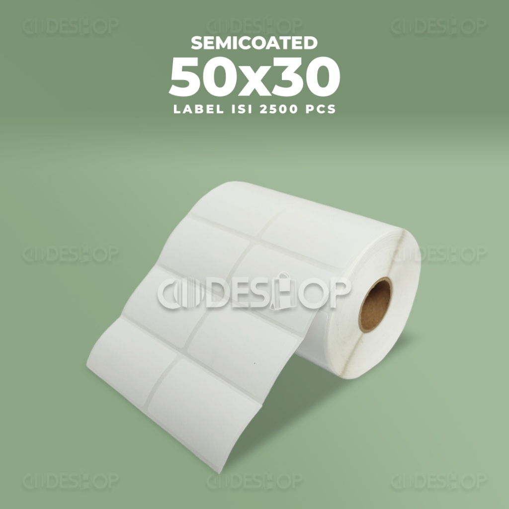

Label Sticker Barcode Semicoated 50x30mm 50 x 30 mm 2 Line Postek TSC Zebra