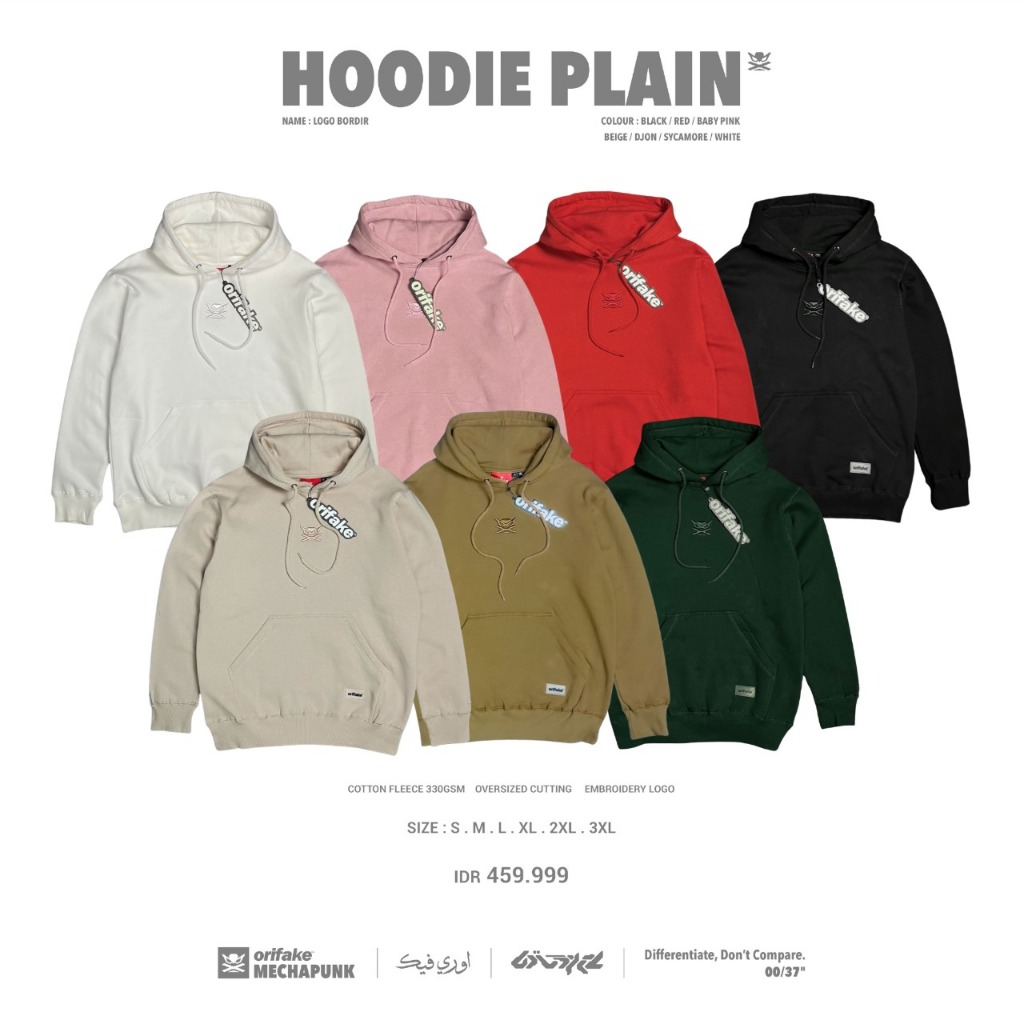 HOODIE LOGO BORDIR COTTON FLEECE 330gsm