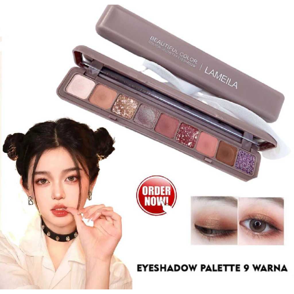Lameila 3600 Eyeshadow Palette 9 Warna Matte And Glitter