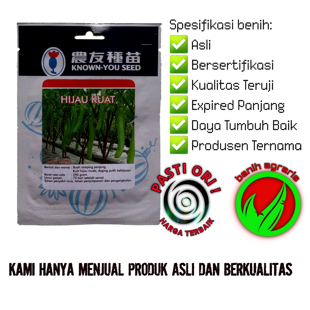 Benih Terong Hijau Kuat 1100 butir Cap Known You Seed