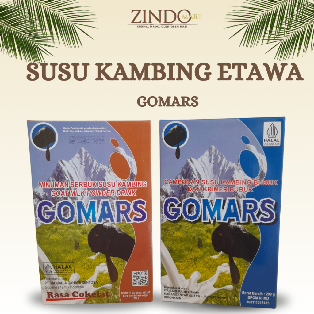 

GOMARS SUSU KAMBING ETAWA BUBUK PUTIH 200GR RASA ORIGINAL DAN COKLAT