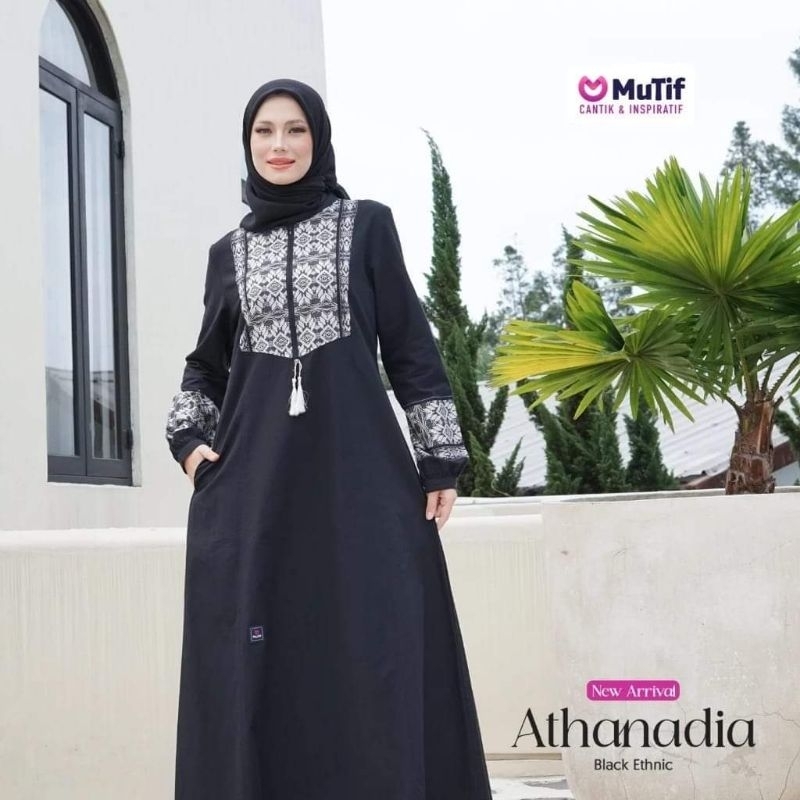 Mutif | gamis athanadia | koko athan | gamis hitam | koko hitam