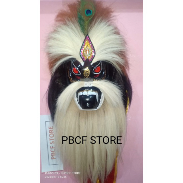 Topeng Bujang GANONG MATA kucing Jambul Duwur Merak