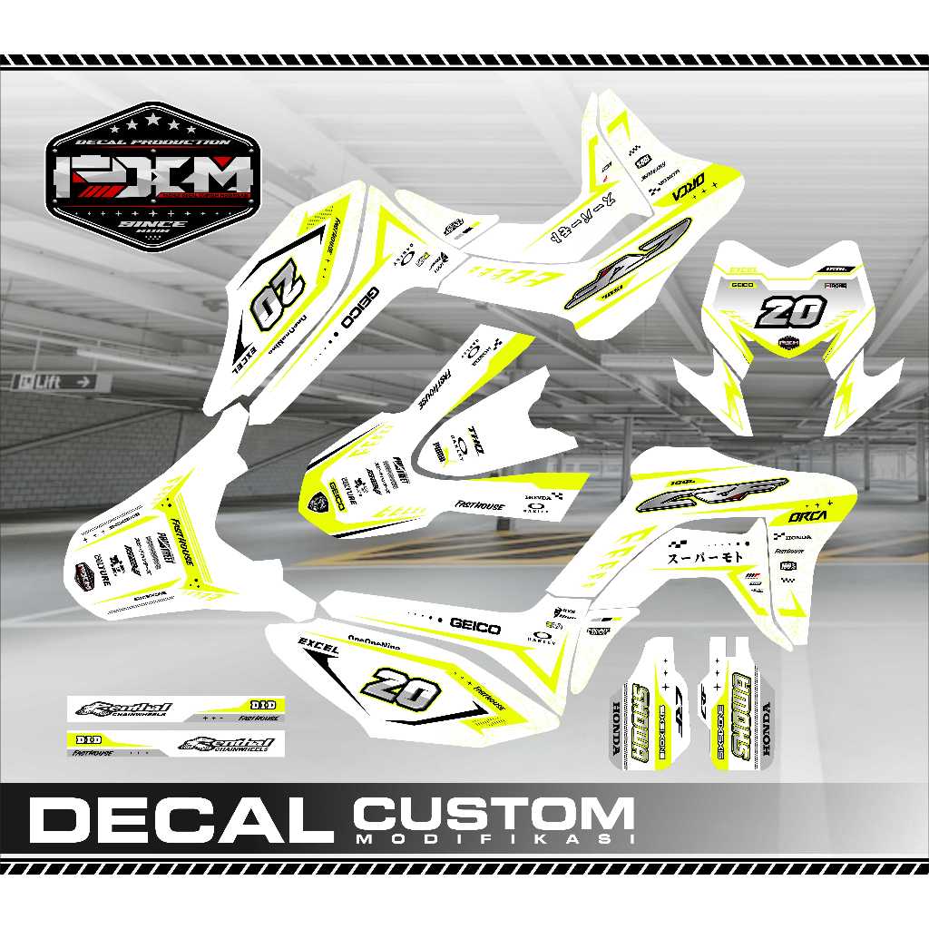 DECAL CRF 150 L FULLBODY PUTIH STABILO KEREN / READY FULLCUSTOM