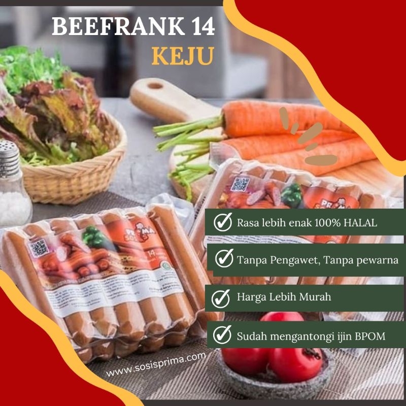 

KEJU Beefrank isi 15 Sosis Sapi Premium Dengan Tambahan Keju